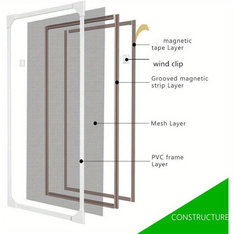 White Frame Gray Net Adjustable DIY No Drill Retractable Screen Curtain 22x53 Inches Insect Protection Windows Home Apartment - Image 1
