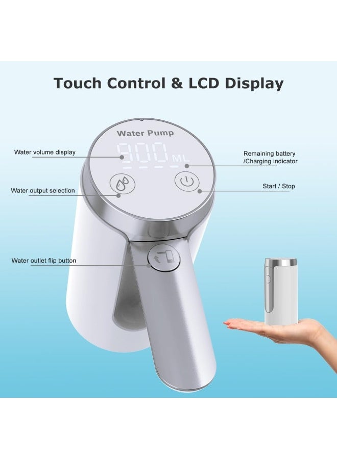 معرض الخليج مضخة موزع مياه كهربائية قابلة للطي مع شاشة LED رقمية - مضخة محمولة لزجاجات المياه قابلة للشحن عبر USB، مزودة بـ 3 إعدادات للكميات المحددة، ومناسبة للمنزل والمكتب والتخييم. - Image 2