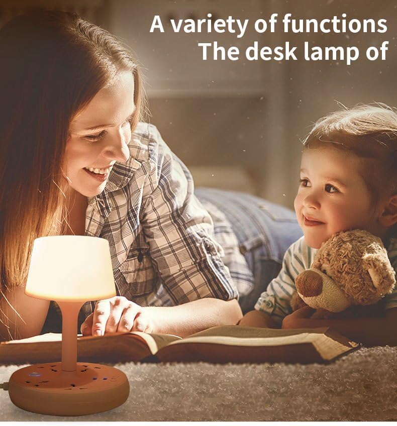 Arkit MultiFunctional Conversion Socket Desk Lamp Bloom Light Multicoloured Table Lamp for Bedroom and Drawing Room USB Plug in Night Lamp with Phone Holder USB Socket Eye Protection Desk Lamp - Image 2