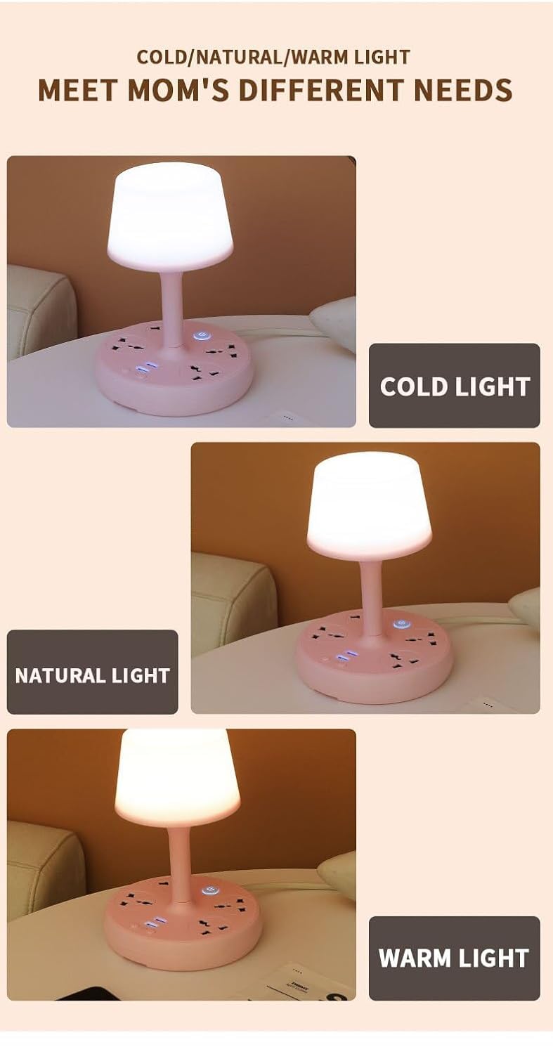 Arkit MultiFunctional Conversion Socket Desk Lamp Bloom Light Multicoloured Table Lamp for Bedroom and Drawing Room USB Plug in Night Lamp with Phone Holder USB Socket Eye Protection Desk Lamp - Image 3