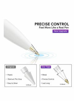KASTWAVE Replacement Tips for Apple Pencil, 3 Pack Compatible with Apple Pencil 2nd Gen and 1st Gen, No Wear Out Fine Point Precise Control Pen Like Nibs for Apple Pencil (Clear+Black+White)  - Image 4