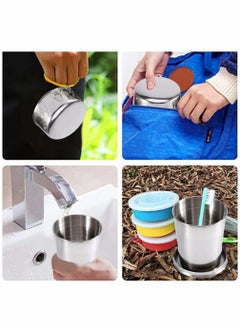 Excefore Travel Folding Cup Premium Stackable Metal Drinking Outdoor Telescopic Collapsible Mug Camping Hiking Bottle Portable Retractable Water Containers 150ml/5.3oz  - Image 3