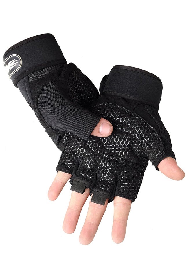 Workout Gloves, Gym Gloves for Men, Wrist Wraps Lifting Wrist for Working Out, Full Palm Protection (XL Size)