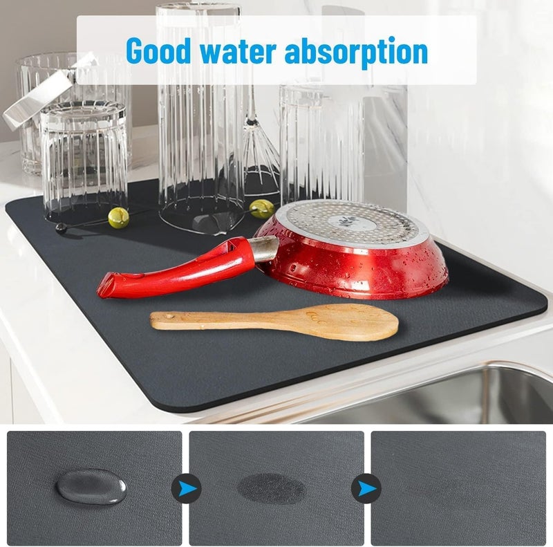 KITSSENTIAL New Dish Drying mat for Kitchen Water Absorbent mat Drying mat for Kitchen Utensils Large Dry mat for Kitchen Utensils Drying mat Water Absorbent mats for Kitchen Items 40X60 - Image 3