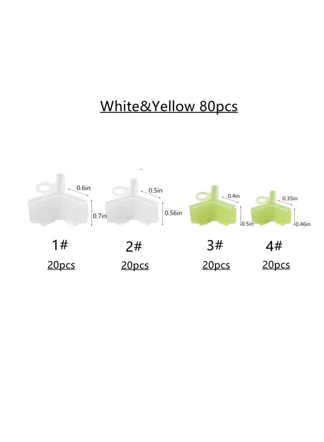 Milepetus 200/80Pcs-4Size Fishing Hook Bonnets Treble Hook Covers for Standard Hook Sizes 1/0-8,Yellow and White Availale - Image 2