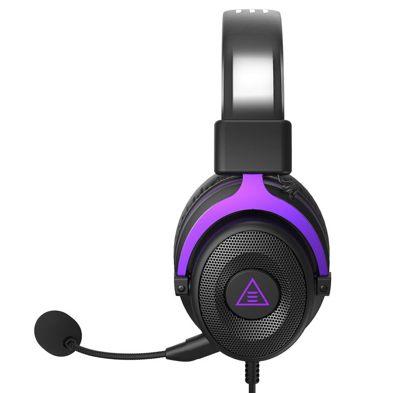 EKSA سماعة الألعاب السلكية E900 - سماعات فوق الأذن مع ميكروفون لإلغاء الضوضاء، سماعة قابلة للفصل متوافقة مع PS4، PS5، الكمبيوتر، اللابتوب (بنفسجي) - Image 1