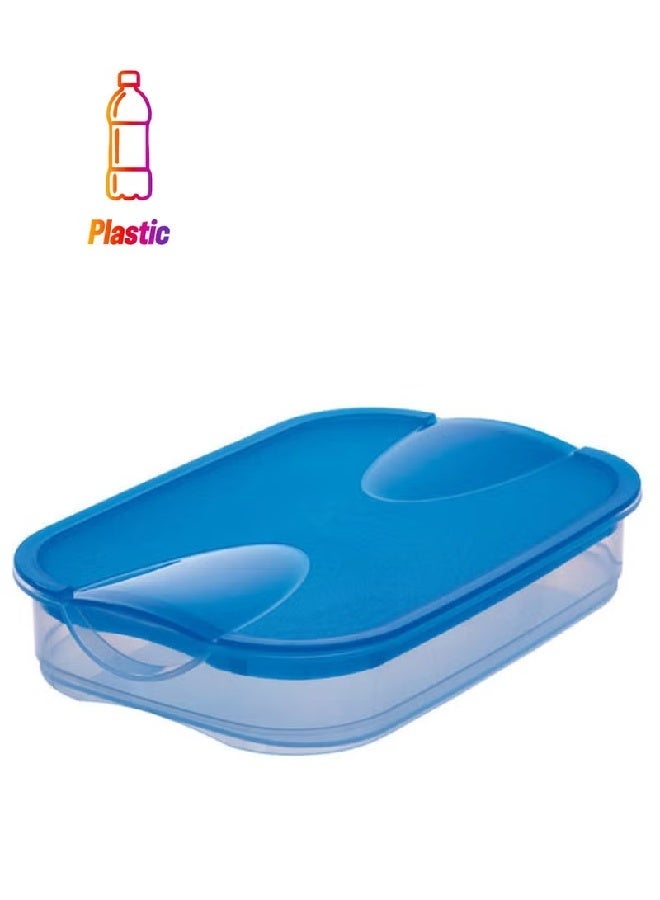 ريفال Pack of 3 – Fridge Box Blue/Clear 23 x 15 x 4cm, Food Storage Container Set for Refrigerator Organization & Kitchen Use - Image 1