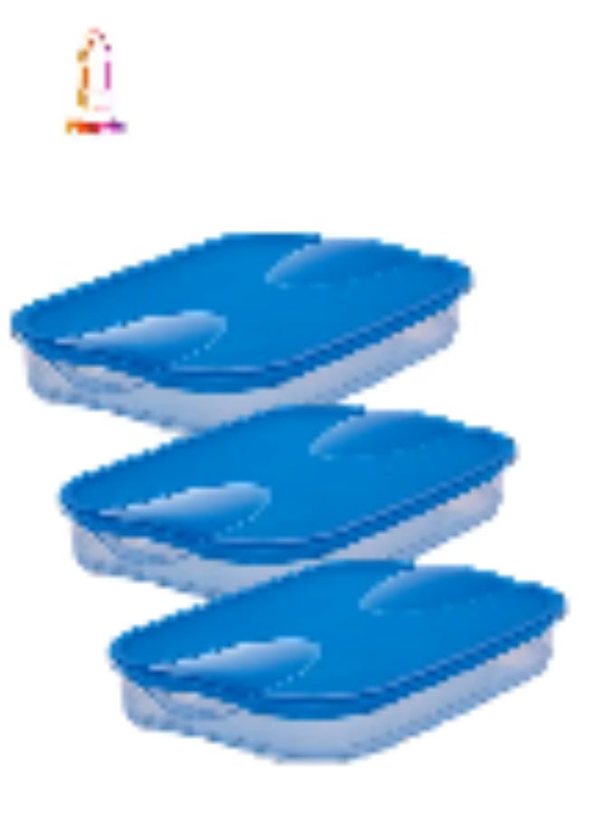 ريفال Pack of 3 – Fridge Box Blue/Clear 23 x 15 x 4cm, Food Storage Container Set for Refrigerator Organization & Kitchen Use - Image 2
