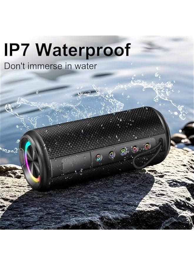 Arabest Portable Bluetooth Speaker, Bluetooth 5.4 Wireless Speaker with 20W HD Loud Stereo Sound, 15H Playtime, IP7 Waterproof, LED Lights, TWS Pairing, Built-in Mic, for Outdoor, Home, Party, Beach, Gift - Image 4