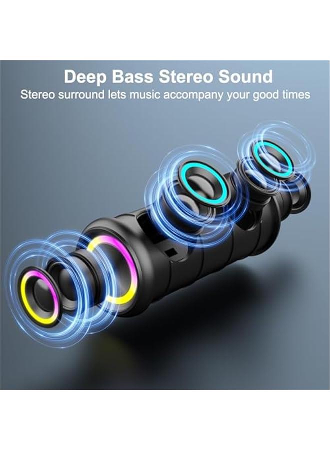 Arabest Portable Bluetooth Speaker, Bluetooth 5.4 Wireless Speaker with 20W HD Loud Stereo Sound, 15H Playtime, IP7 Waterproof, LED Lights, TWS Pairing, Built-in Mic, for Outdoor, Home, Party, Beach, Gift - Image 2