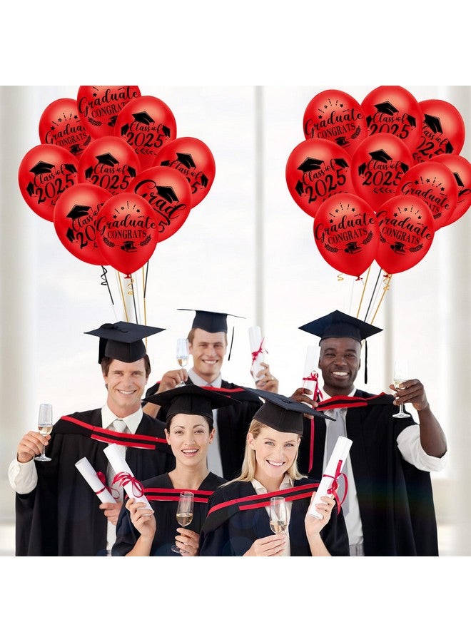 PLULON 18Pcs Graduation Balloons, Class of 2025 Congrats Balloons Red Grad Party Balloons for Graduation Party Decorations - Image 3