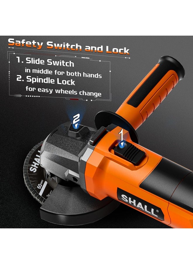 SHALL 7.5Amp 4-1/2 Inch Angle Grinder، أداة كهربائية لطحن الزوايا بسرعة 12000 دورة في الدقيقة مع 2 واقيات، 3 عجلات قطع، 3 أقراص، مقبض غير قابل للانزلاق وفرشاة كربونية للمعادن والخشب (برتقالي) - pzsku/ZFA8F95F6918196259A87Z/45/_/1740982969/e9883419-3a31-4de4-a317-37f396839e00