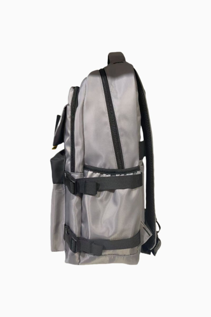 حقيبة ظهر عصرية للكمبيوتر المحمول باللون الرمادي الفاتح، حقيبة مدرسية للطلاب، حقيبة مدرسية مريحة، حقيبة مدرسية متينة، حقيبة مدرسية بحزام كتف قابل للتعديل، حقيبة مدرسية للطلاب ذات تصميم جمالي بسيط. - Image 4