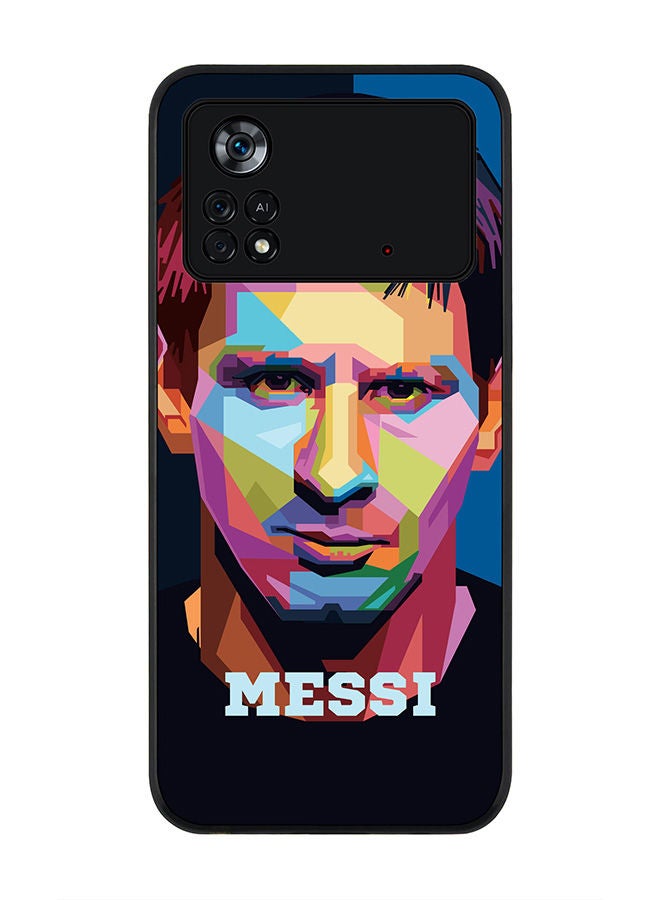 Stylizedd Rugged Black edge case for Poco M4 Pro 4G Slim fit Soft Case Flexible Rubber Edges Anti Drop TPU Gel Thin Cover - Poly Messi - Image 1