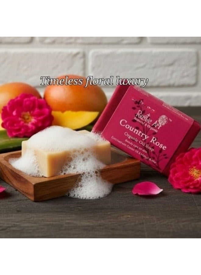 Rustic Art Country Rose Soap | coconut oil and Mango Butter | Deep Cleansing, Radiant Skin | Aloe Vera Extract | Handmade Organic | For Women & Men | 100g - Image 2
