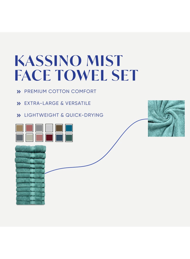 كاسينو Kassino Jumbo Face Towel (12 Pack, 33x33 cm) - 580 GSM Large Face Towels,100% Combed Cotton, Soft & Quick-Dry Towels, Highly Absorbent, Double Stitched Hotel Quality Towels | Sea Green - Image 3