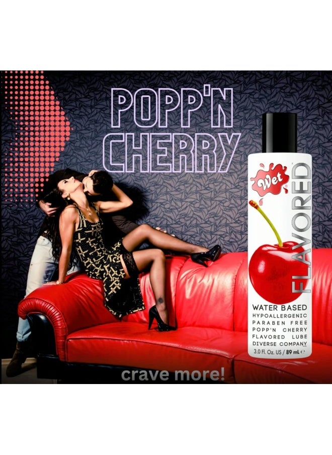 Wet - Wet Flavored Poppn Cherry Edible Lube, Premium Personal Lubricant, 3 Ounce, for Men, Women and Couples, Ideal for Foreplay, Paraben Free, Gluten Free, Stain Free, Sugar Free, Hypoallergenic - Image 1