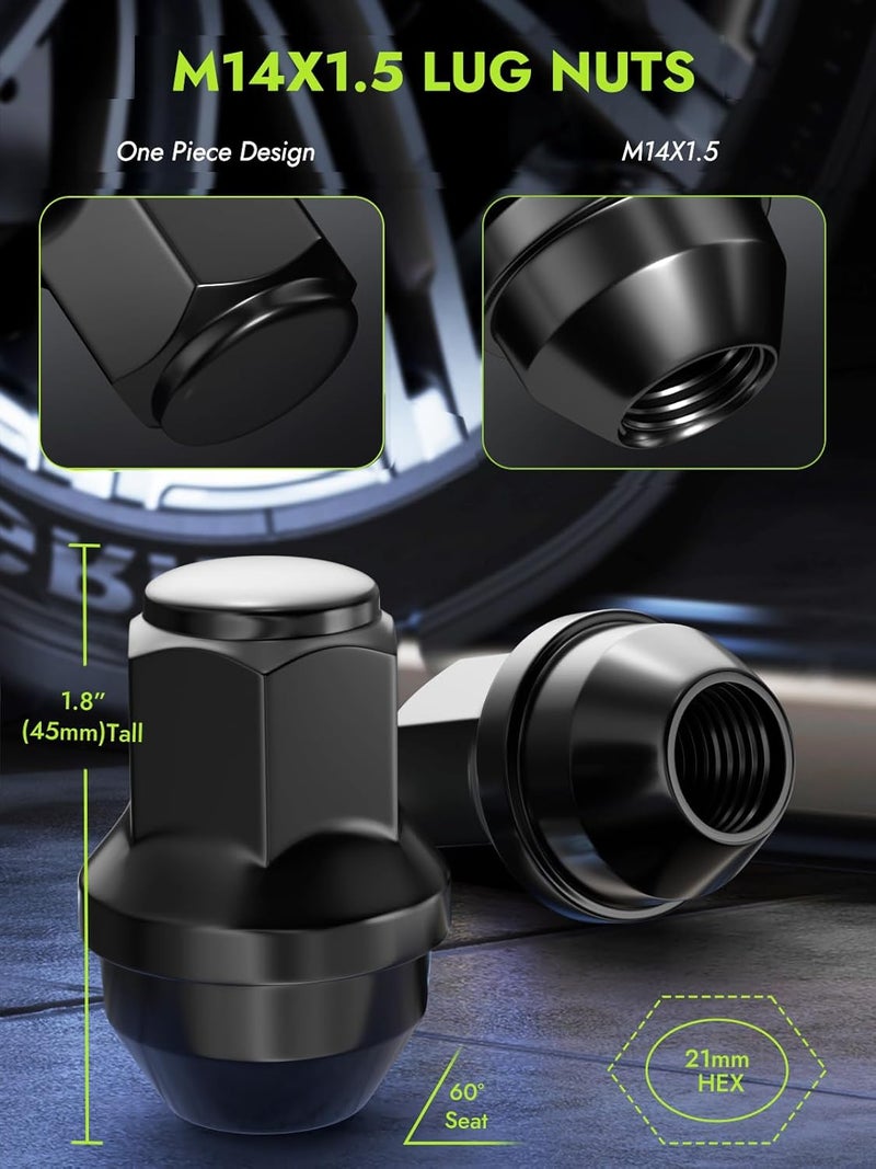 AUTOPTIM M14x1.5 Closed End Lug Nuts - Black, 24pcs for Ford F150, Expedition, Lincoln Navigator - Image 2