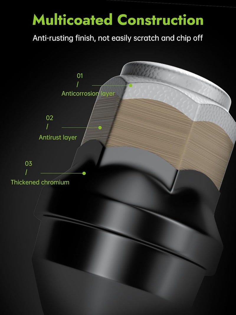 AUTOPTIM M14x1.5 Closed End Lug Nuts - Black, 24pcs for Ford F150, Expedition, Lincoln Navigator - Image 4