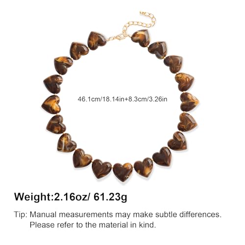 YUJIE Amber Acrylic Heart Choker Necklace for Women Vintage Punk Chunky Necklace Trendy Fashion Accessory (tiger eye) - Image 5