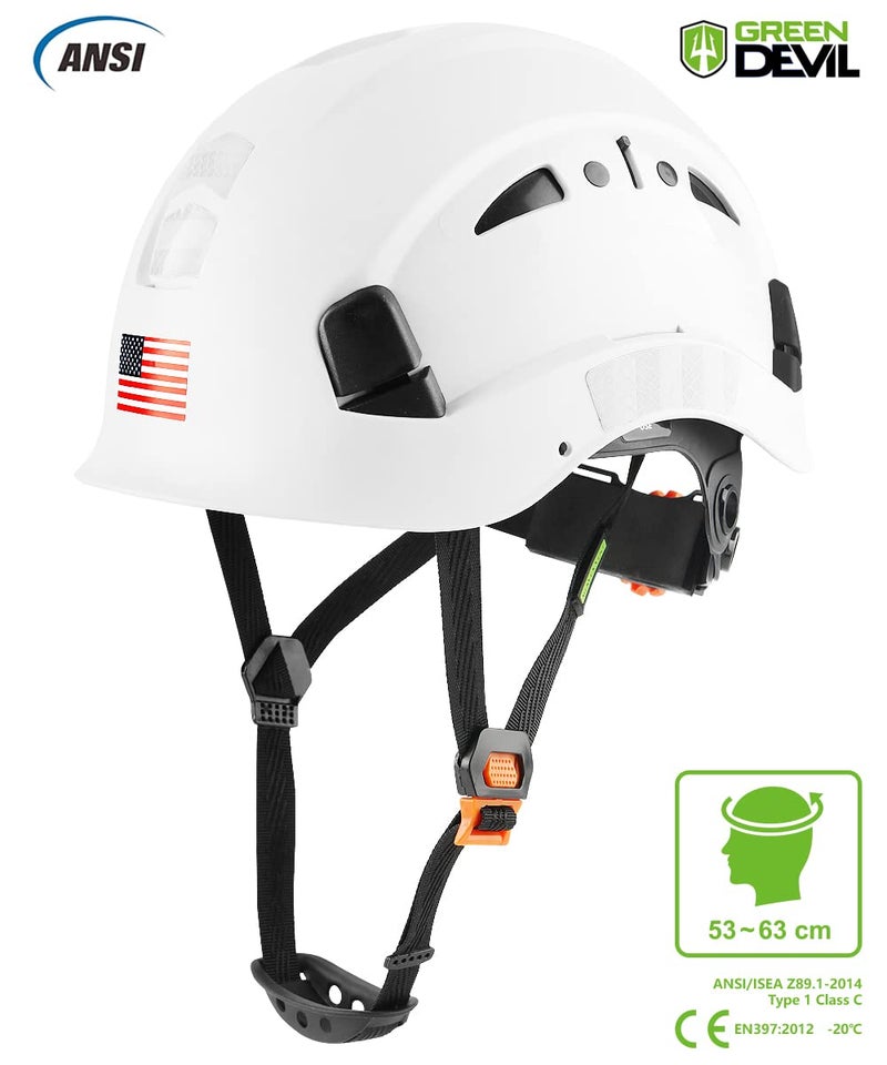 GREEN DEVIL Safety Helmet Hard Hat Adjustable Lightweight Vented ABS Work Helmet for Men and Women 6-Point Suspension ANSI Z89.1 Approved Ideal for Industrial & Construction - Image 2