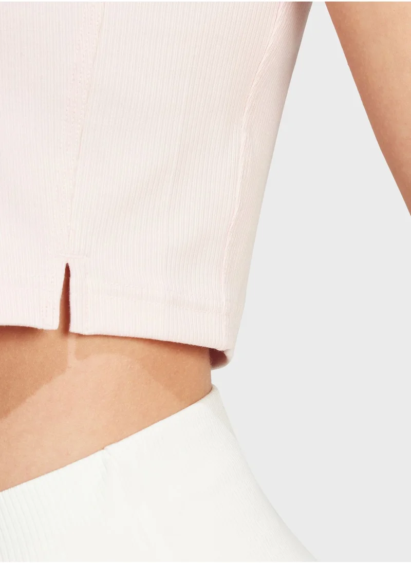 Adidas Lounge Ribbed Cropped T-Shirt