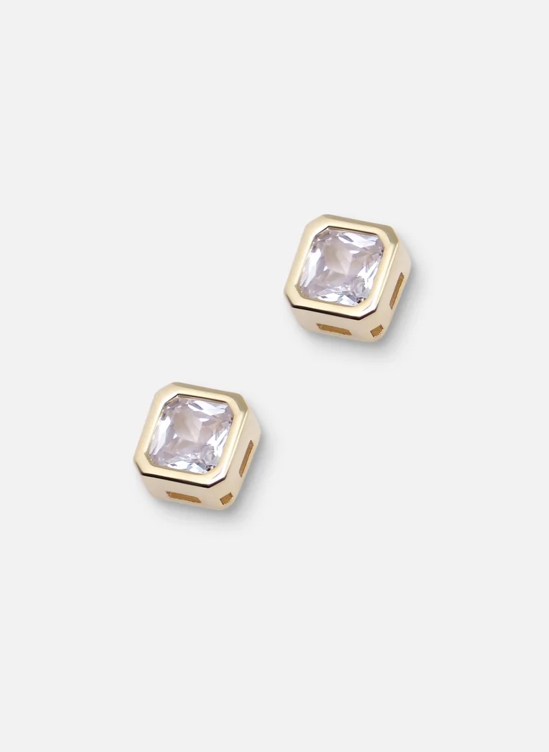 Lichi Square stud earrings with zircones