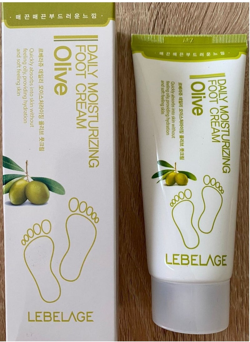 Lebelage DAILY MOISTURIZING OLIVE FOOT CREAM (100ml) | KOREAN MADE SKIN CARE 