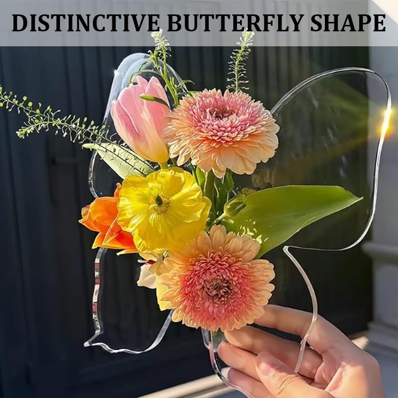 HASTHIP® Clear Acrylic Butterfly Vase Acrylic Frame Art Deco Decoration of Consoles and Various Desktops - Image 2