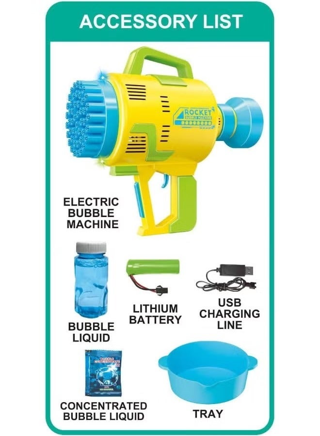 JAJEEK "New 48-Hole Bubble Blower Gun with Colorful LED Lights | Rocket Launcher Bubble Maker, Foam Blaster for Kids, Fun Outdoor Toy, Party Favors & Gifts for Toddlers" - Image 4