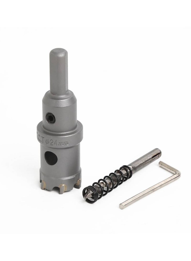 VTOOLS 24mm TCT Hole Saw Cutter with Pilot Drill Bit, Carbide Tipped Hole Cutter for Hard Metal, Stainless Steel, and Wood