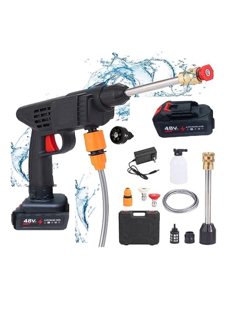 Mini High Pressure Car Washer, Portable Electric Gun with 2 Rechargeable 48V Batteries and Bag - Image 2