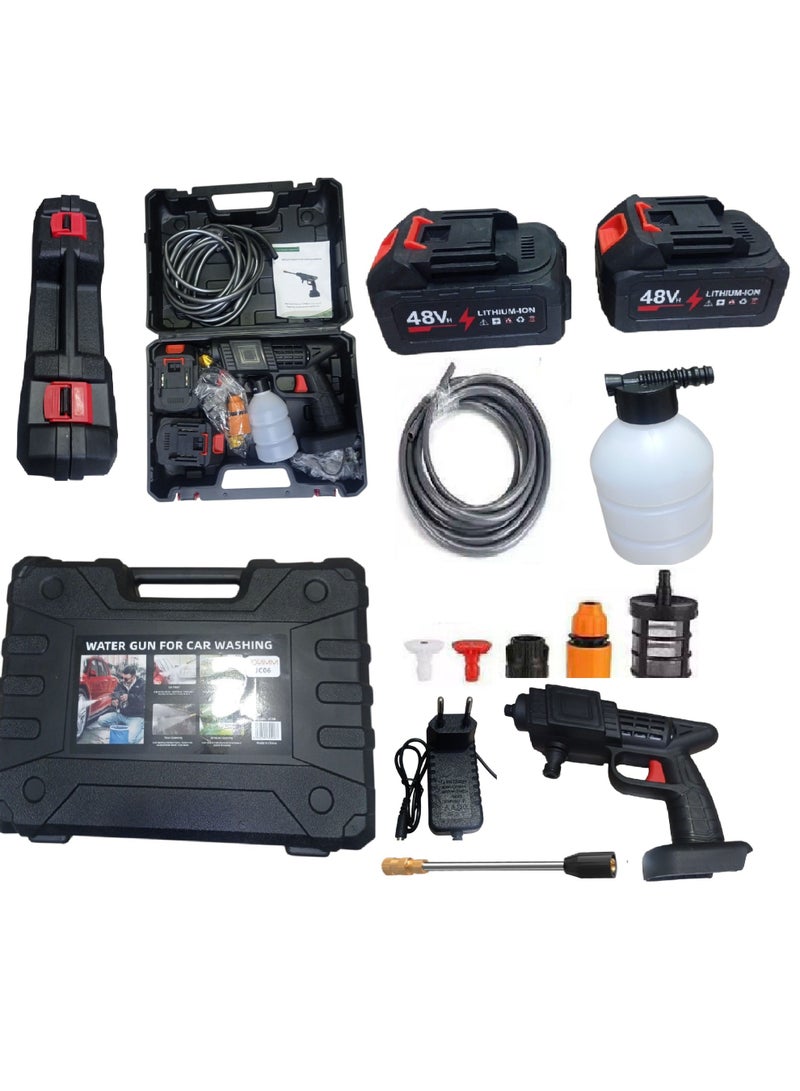 Mini High Pressure Car Washer, Portable Electric Gun with 2 Rechargeable 48V Batteries and Bag - Image 4