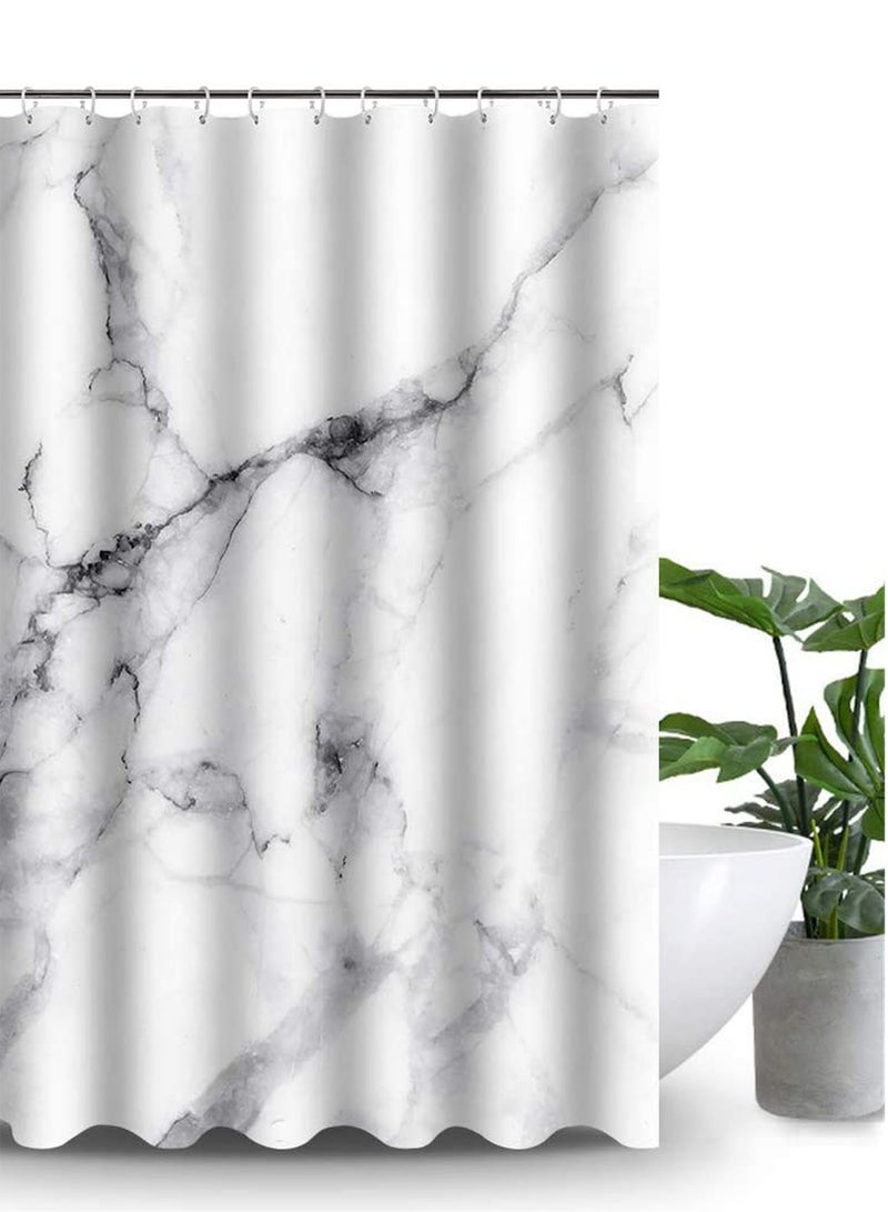 ستارة دش للحمام 180*200 سم مع خطافات، نمط رخامي فاخر حديث - Image 4