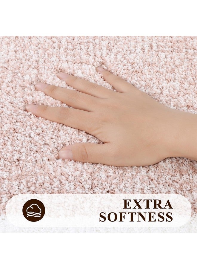 Pauwer 3 Piece Bath Mat Set, Non Slip Plush Rugs, Absorbent Shaggy Set With U-Shaped Contour Toilet Mat for Bathroom, Bedroom, Living Room - Dusty Pink - Image 3