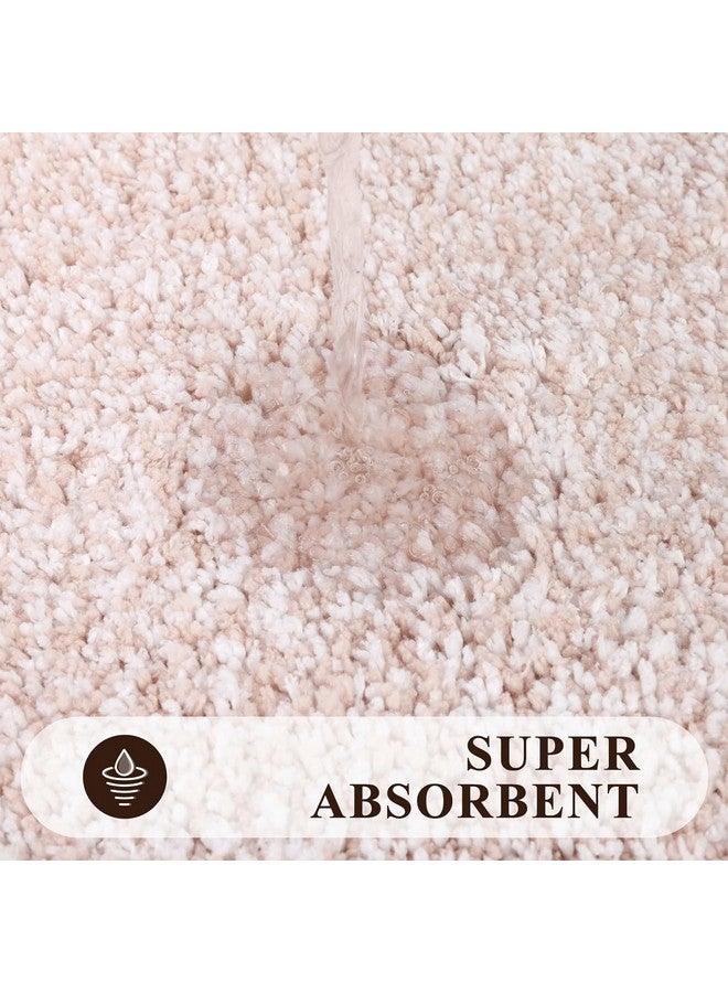 Pauwer 3 Piece Bath Mat Set, Non Slip Plush Rugs, Absorbent Shaggy Set With U-Shaped Contour Toilet Mat for Bathroom, Bedroom, Living Room - Dusty Pink - Image 4