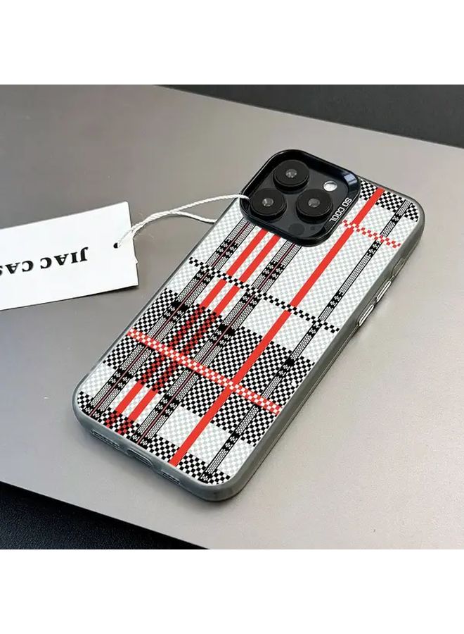 غطاء هاتف آي فون 16 بلس بثلاثي البوليمر الحراري متعدد الألوان مع تصميم مخطط - Image 3