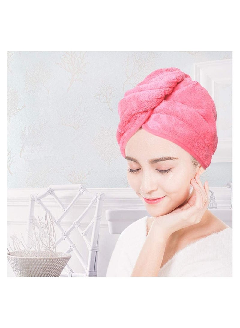 ORiTi Absorbent Microfiber Hair Towel 2 Pack Quick Dry Hair Turban Wraps Twist Hair Drying Towel With Elastic Loop, PINK AND RED - Image 2