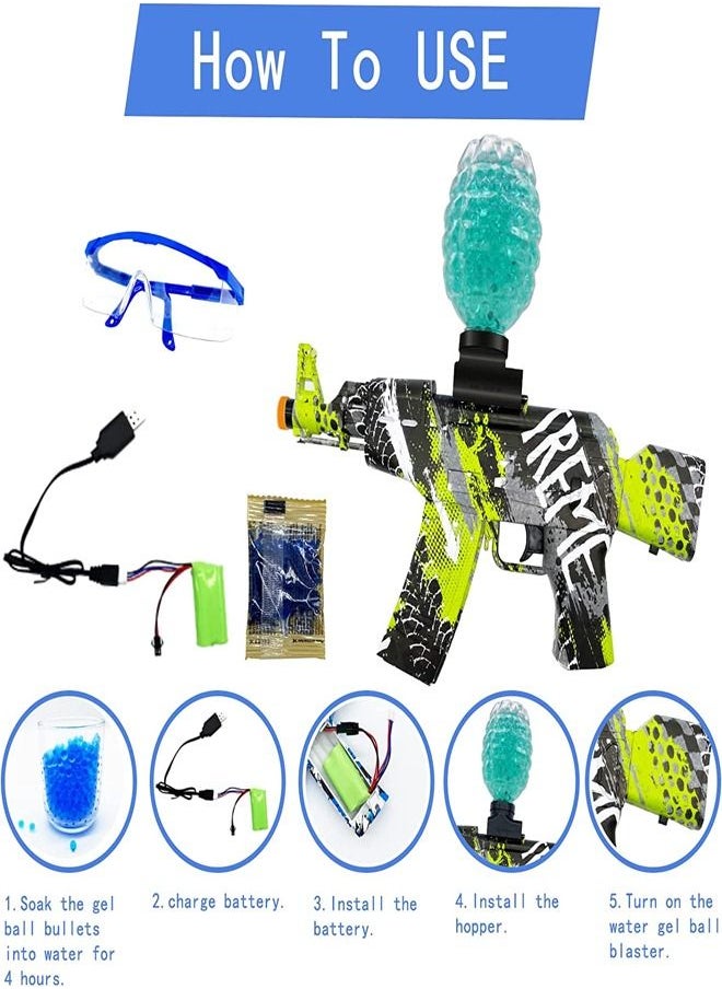 fashionhome - AK 47 Shape Electric Automatic Hydrogel Balls Blaster Gun with Safety Goggles and 5000 Gel Balls for Outdoor Activity - Image 1