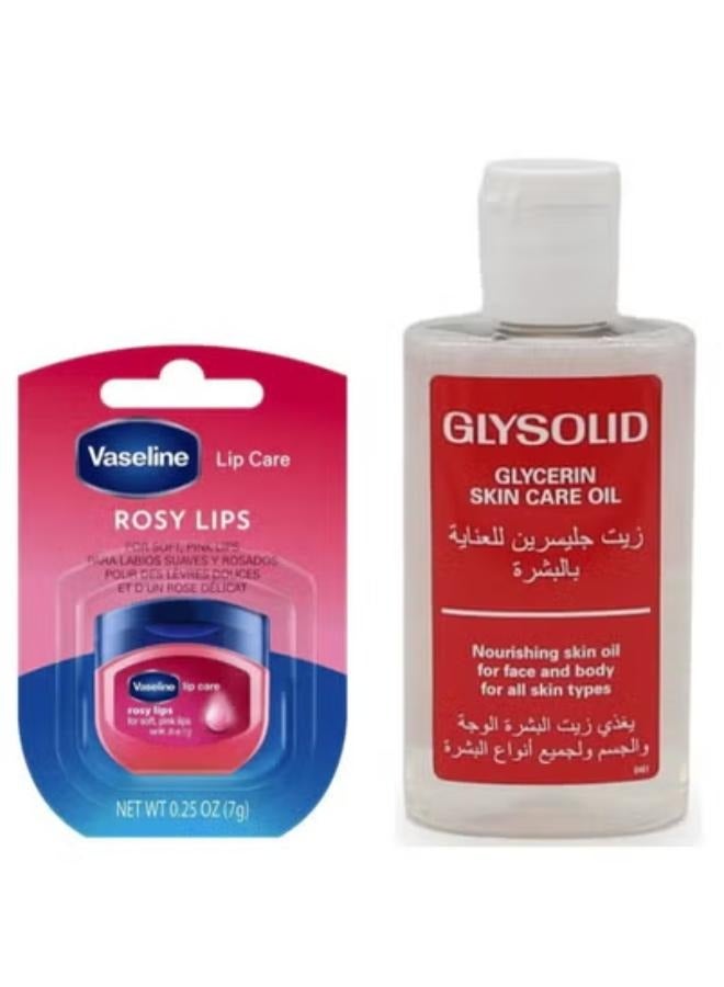 فازلين Lip Care Rosy Lips Plus Glycerin Skin Care Oil