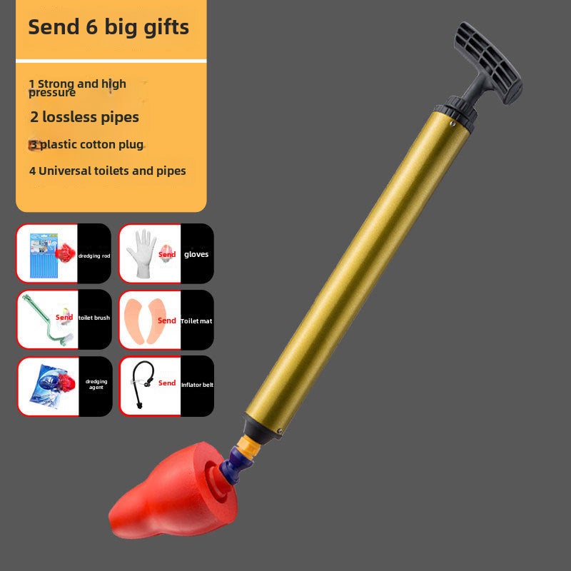 Toilet dredge toilet artifact toilet toilet toilet pipe blockage sewer toilet suction tool one shot through(Red gas cylinder dredge-plus 6 luxury gift bags) - Image 1