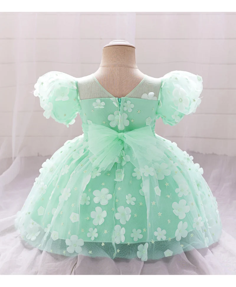 مارك وميا فستان مارك وميا بأكمام منفوشة وتطريز زهري - أخضر