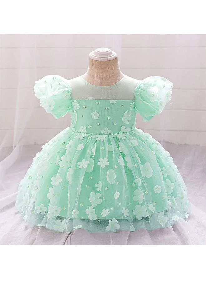 Mark & Mia Mark & Mia Puff Sleeves Floral Embroidered Frock - Green