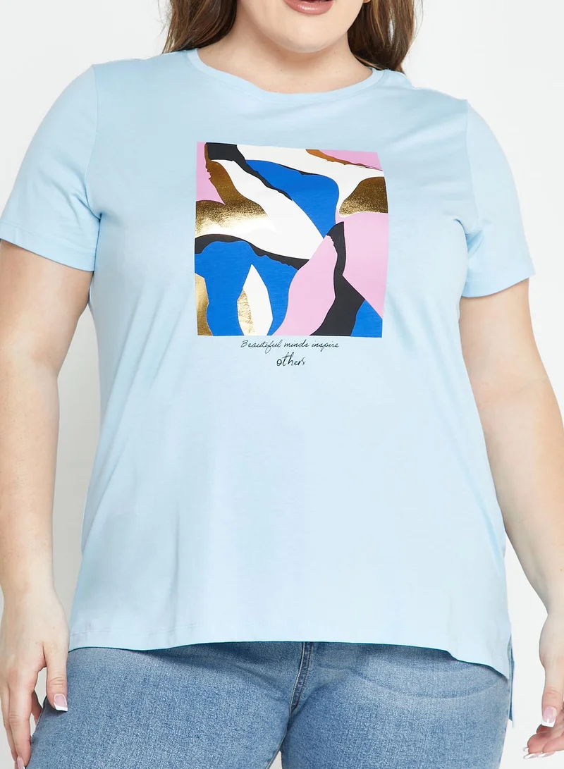 Only Carmakoma Round Neck Graphic T-Shirt