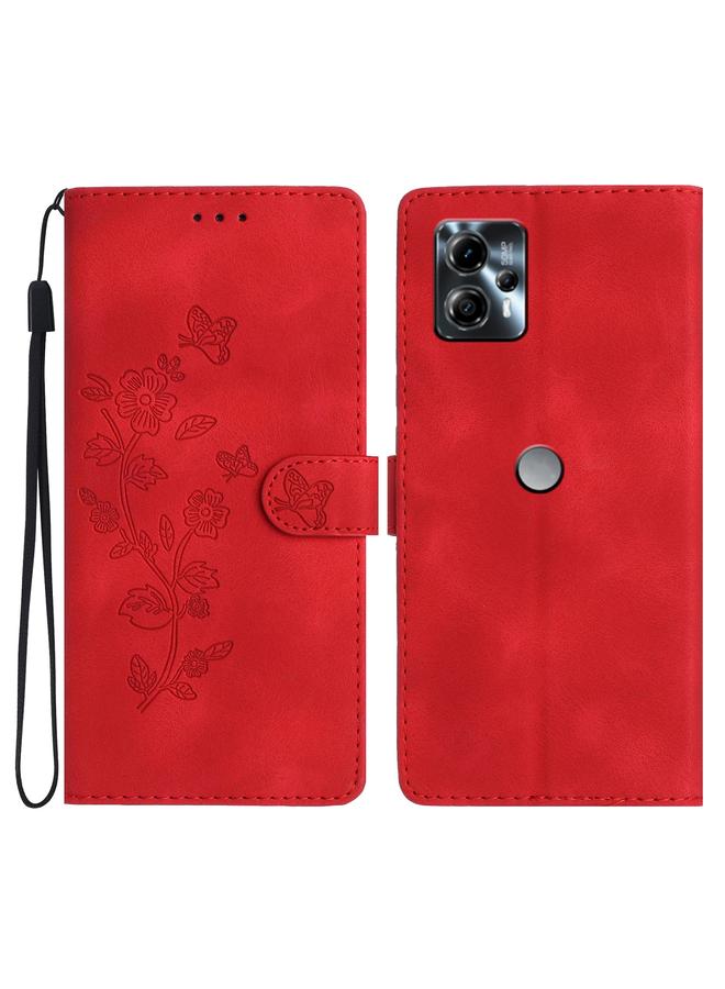 S-TOP Case For Motorola Moto G13 Flower Butterfly Embossing Pattern Leather Phone Case - Image 1