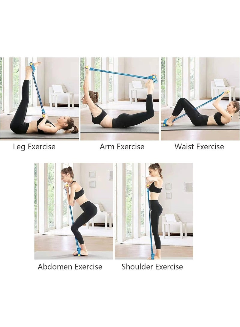 4-Tube Pedal Resistance Pull Rope - Full Body Workout Abdominal Exerciser & Fitness Trainer for Core, Arms & Legs Strength Training - Eco-Friendly Gym Equipment (Purple) - Image 2