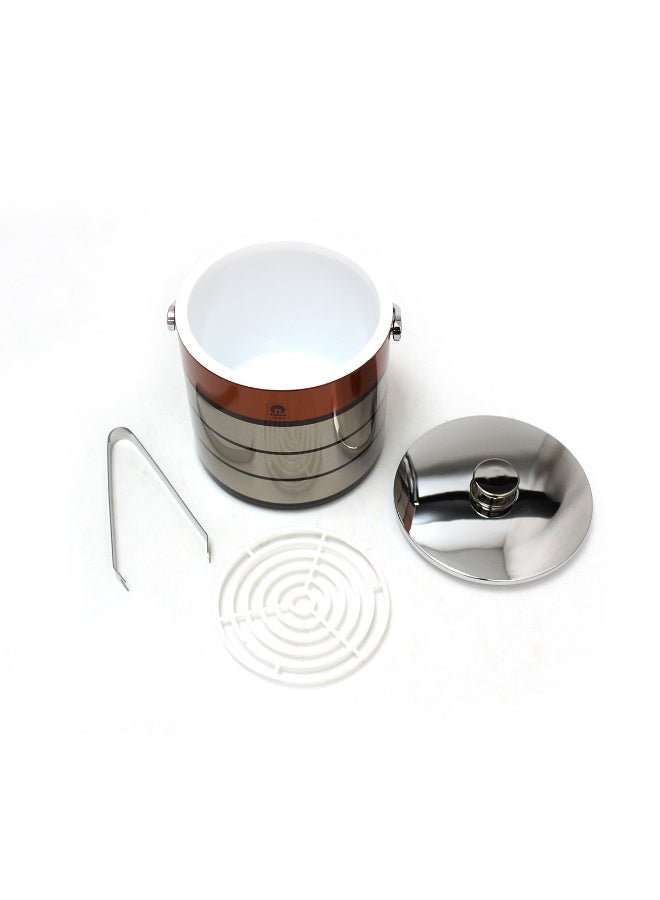 Peacock 1.6L Stainless Steel Ice Pail with Handle and Tong in Copper Bronze, Premium Insulated Chiller Bucket with Lid and Strainer Grate Made in Japan for Home Bar Cocktail Parties - Image 3