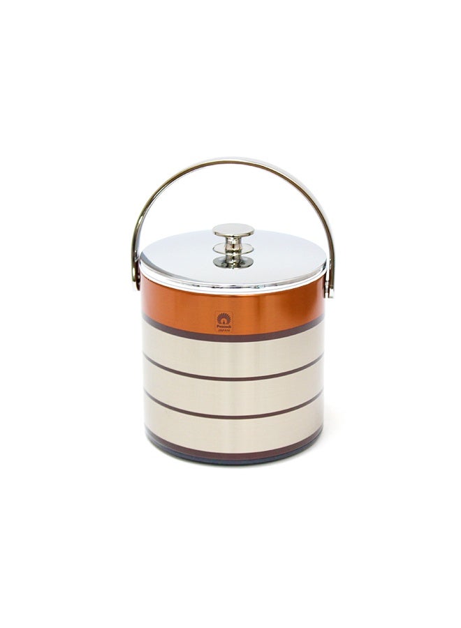Peacock 1.6L Stainless Steel Ice Pail with Handle and Tong in Copper Bronze, Premium Insulated Chiller Bucket with Lid and Strainer Grate Made in Japan for Home Bar Cocktail Parties - Image 2