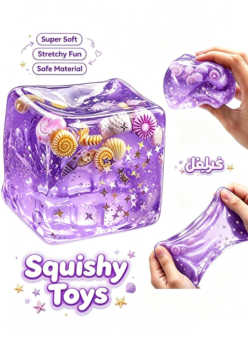 YOUGE Squishy Stress Relief Toy,Novelty Toys Realistic Squeezeable 3D Cartoon Character Figurine with Cube, Realistic Sandwich Design for Anxiety and Relaxation, Perfect Desk Accessory and Fun Fidget Toy for Adults, Ideal for Stress Relief(Purple) - Image 1