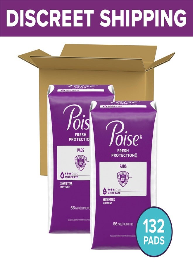 Poise Incontinence & Postpartum Pads for Bladder Leaks, 4 Drop Moderate Absorbency, Regular Length, 132 Count, Packaging May Vary - Image 2